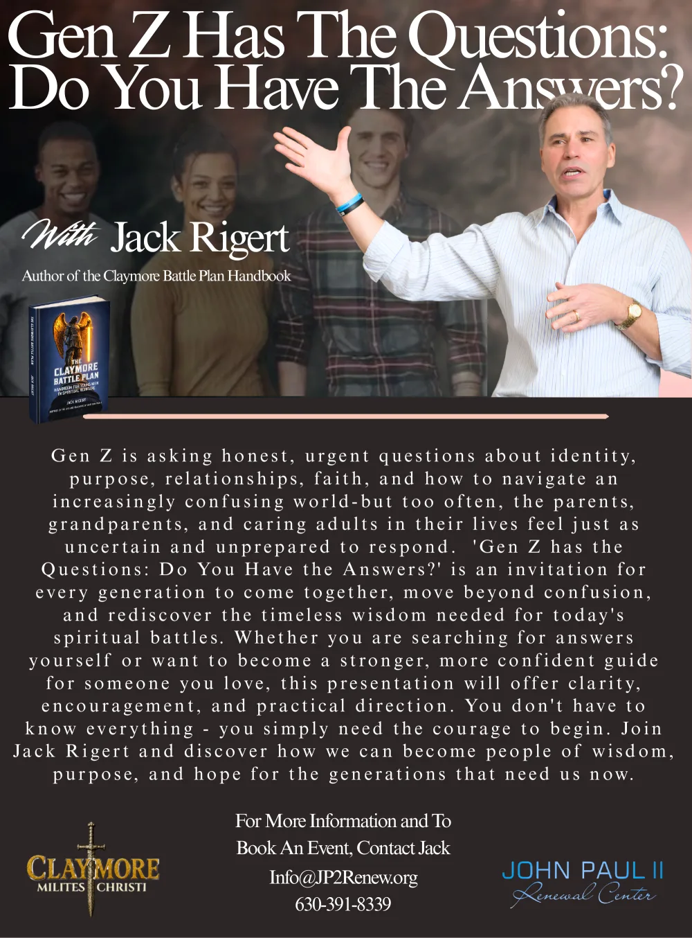 Gen Z Has the Questions: Do You Have the Answers? presentation flyer with Jack Rigert